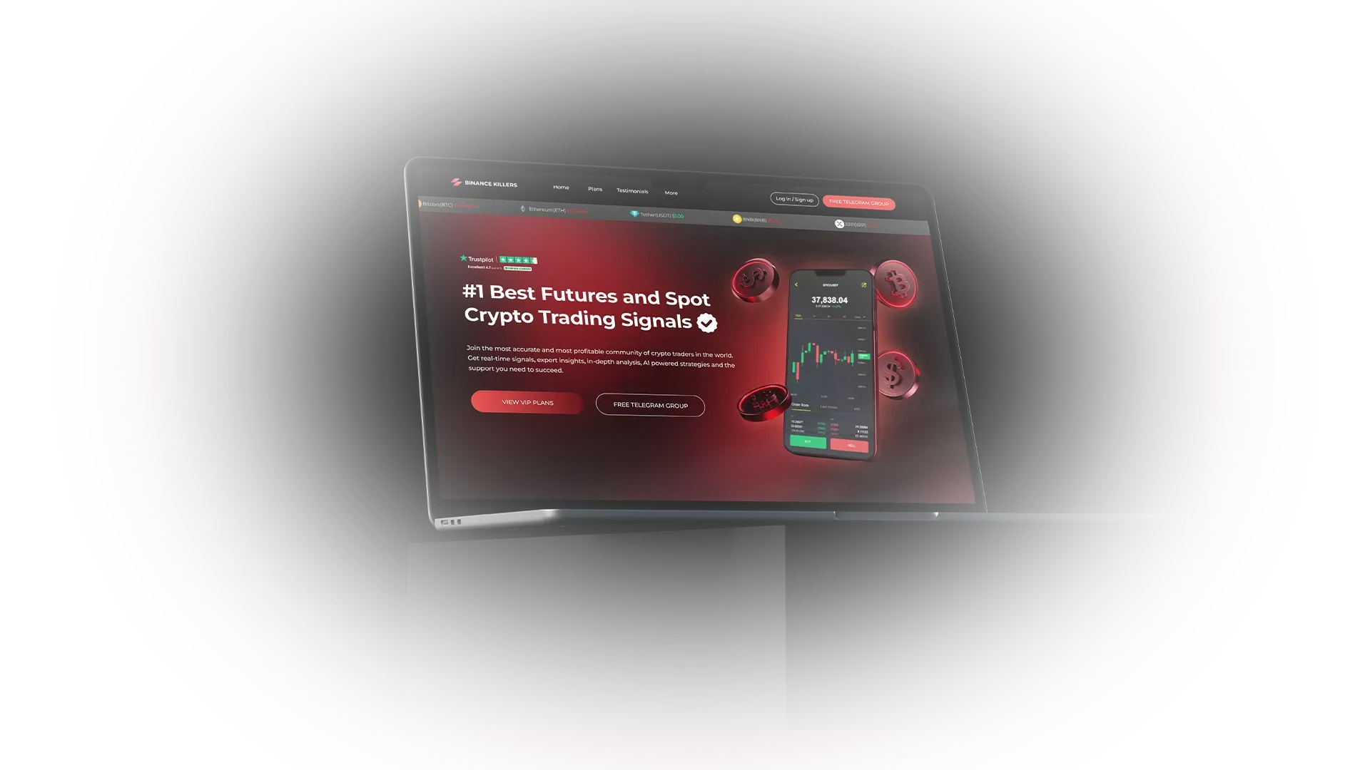 Trading signals on laptop.